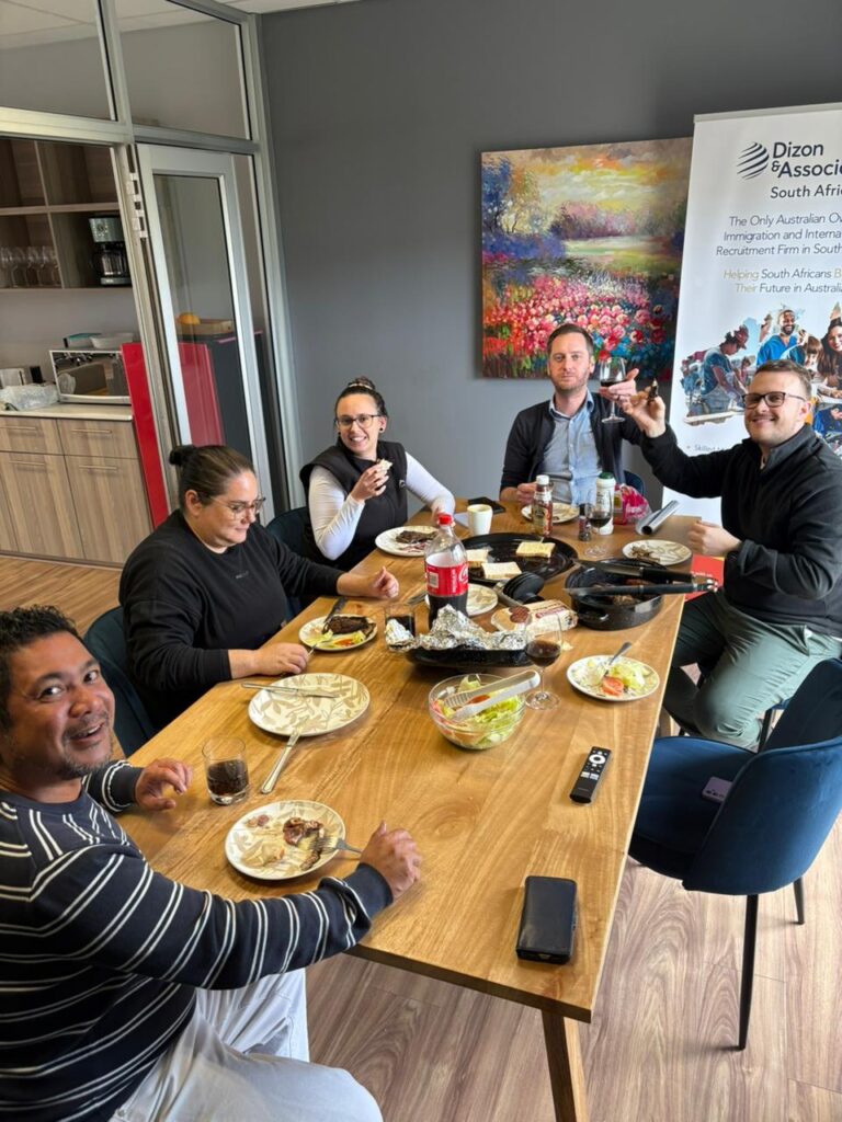 Immigration team enjoying snags